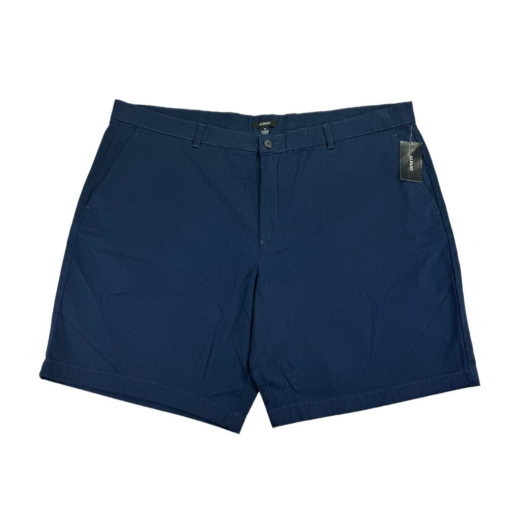 Alfani Mens Flat Front Solid Chino Shorts Navy Blue 40
